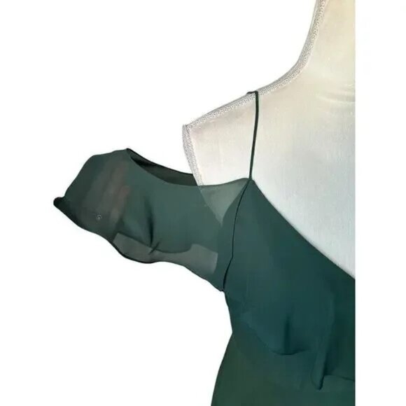 Jenny Yoo Mila Forest Green Flutter Sleeve Formal Gown Bridesmaid Dress Gown 16 - Picture 3 of 4